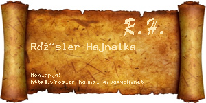 Rösler Hajnalka névjegykártya